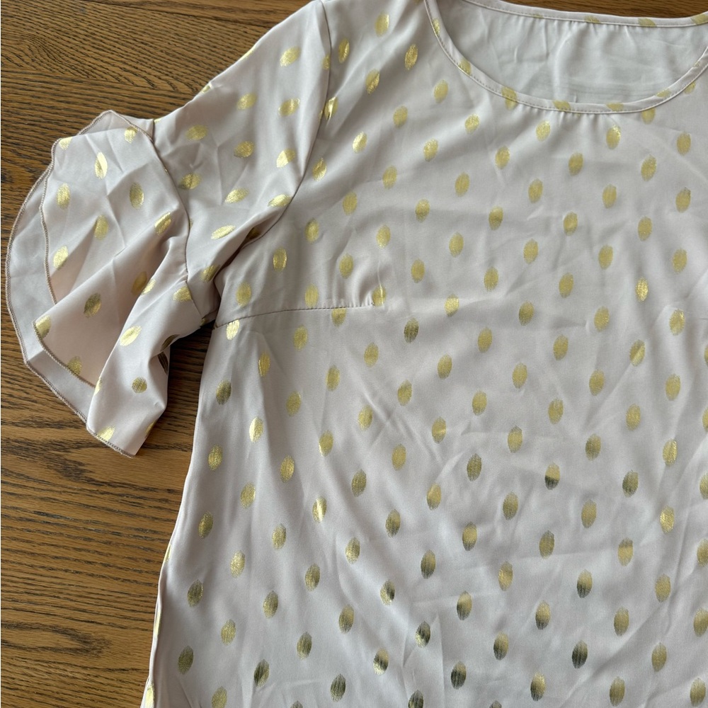 Women’s Cream Blouse with Gold Foil Dot Detail - Picture 2 of 5